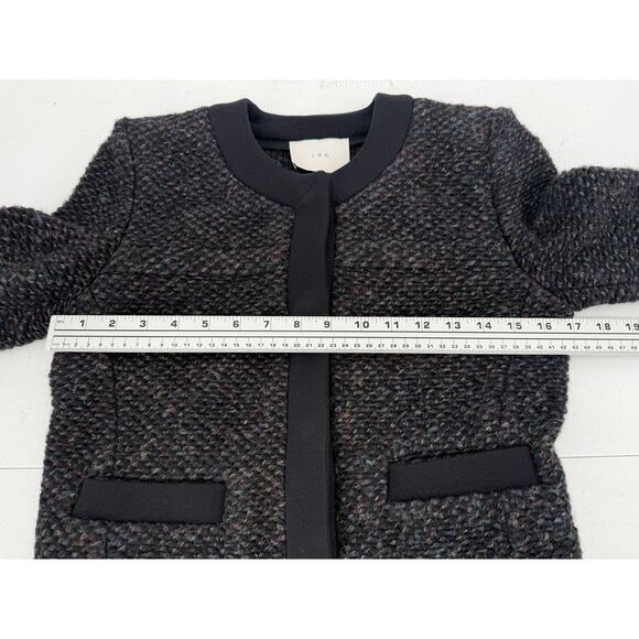 IRO Women's Cym Wool Blend Dark Gray/Navy Blue Tweed Jacket Blazer Size 4 - Picture 11 of 12